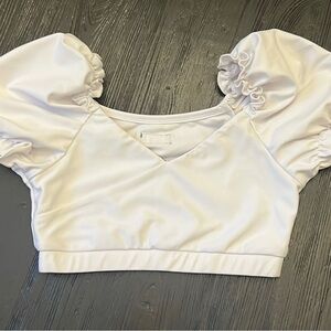 Oh  La La Dancewear White Puff Sleeve Top size CL; daughter never wore